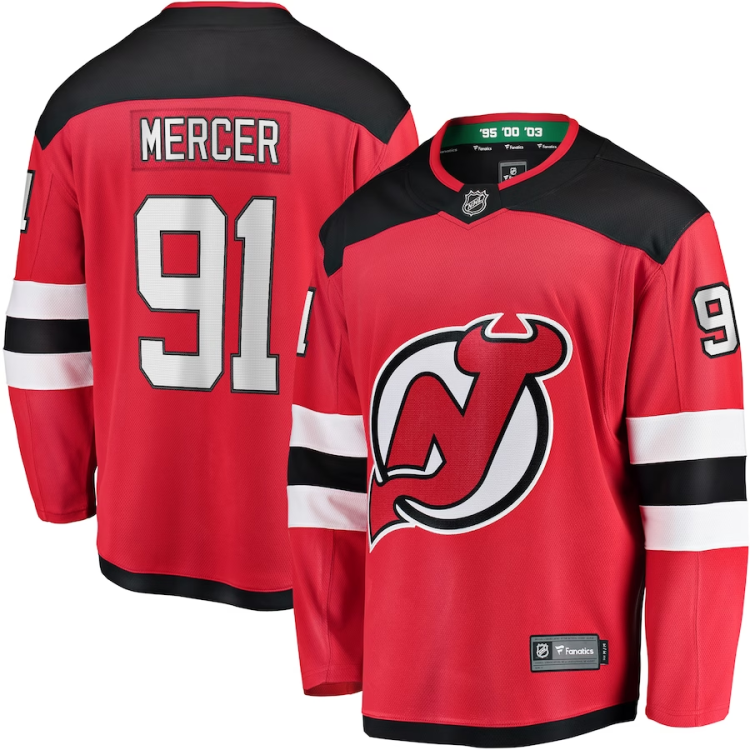 Men's New Jersey Devils Dawson Mercer #91 Red Jersey