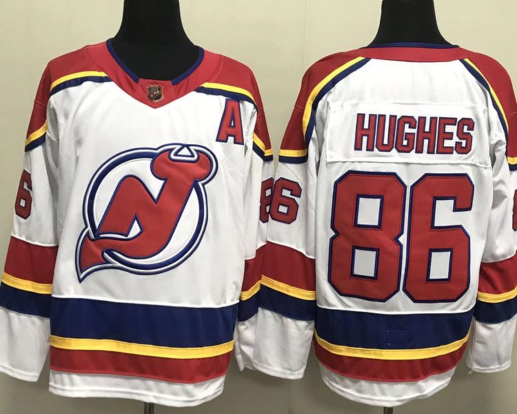 Men's New Jersey Devils Jack Hughes #86 White Jersey
