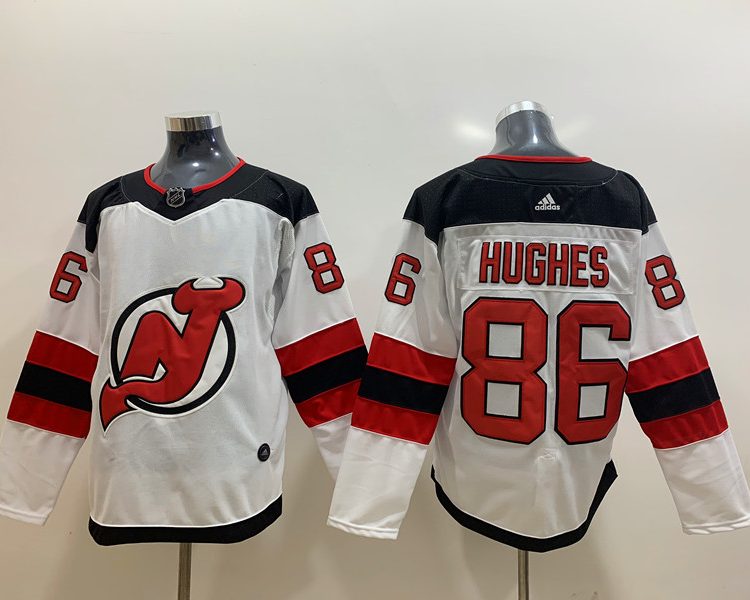 Men's New Jersey Devils Jack Hughes #86 White Jersey