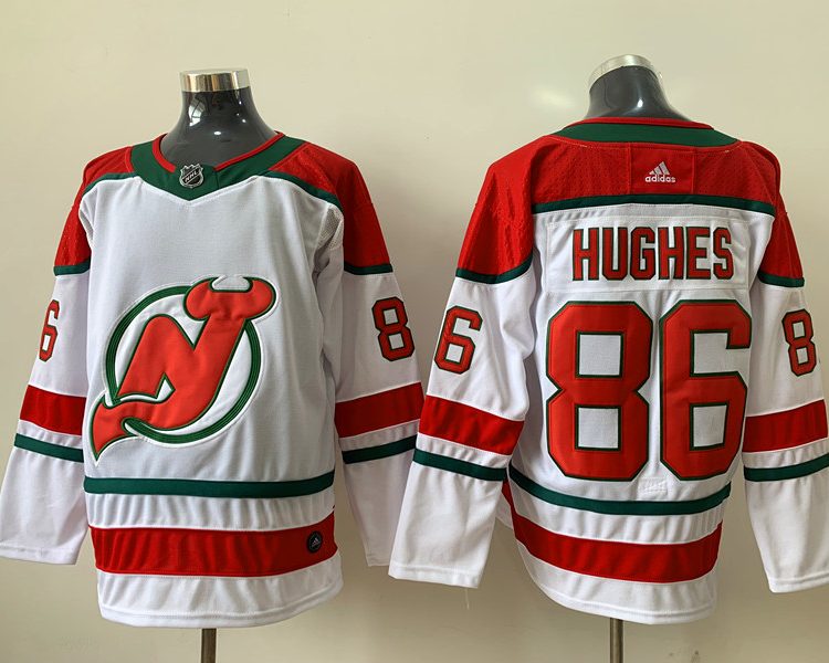Men's New Jersey Devils Jack Hughes #86 White Jersey