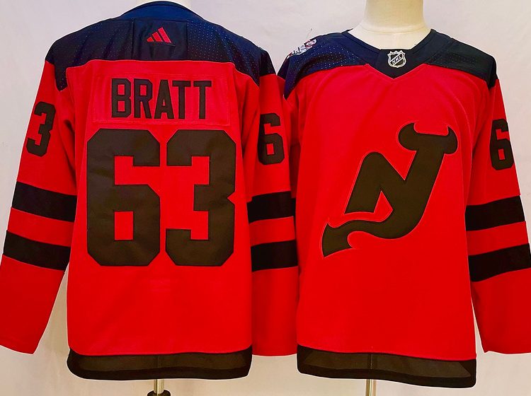 Men's New Jersey Devils Jesper Bratt #63 Red jersey