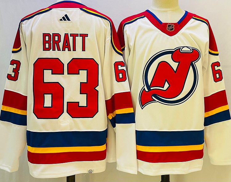 Men's New Jersey Devils Jesper Bratt #63 White jersey