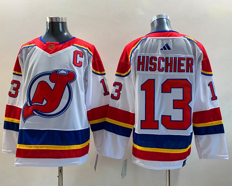 Men's New Jersey Devils Nico Hischier #13 White Jersey