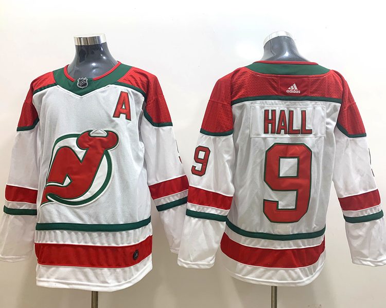 Men's New Jersey Devils Taylor Hall #9 White Jersey