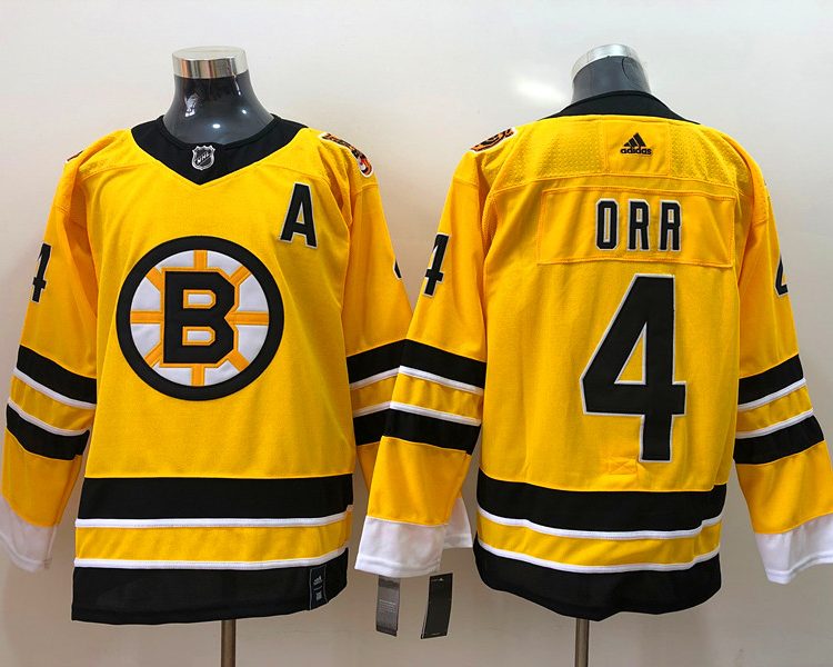 Men's Boston Bruins Bobby Orr #4 Yellow Jersey