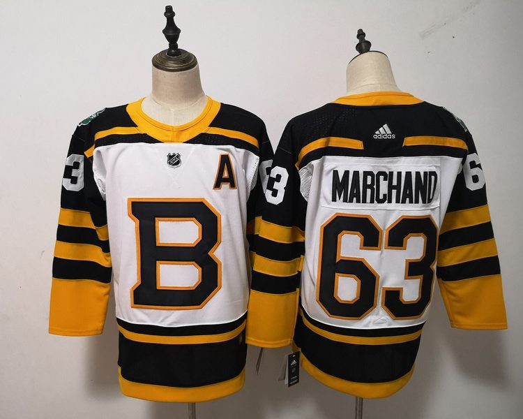 Men's Boston Bruins Brad Marchand #63 White Jersey