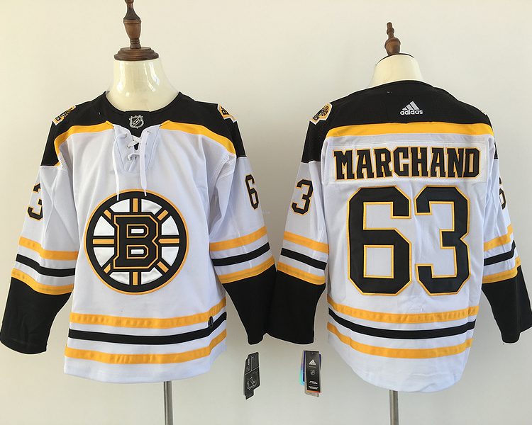 Men's Boston Bruins Brad Marchand #63 White Jersey