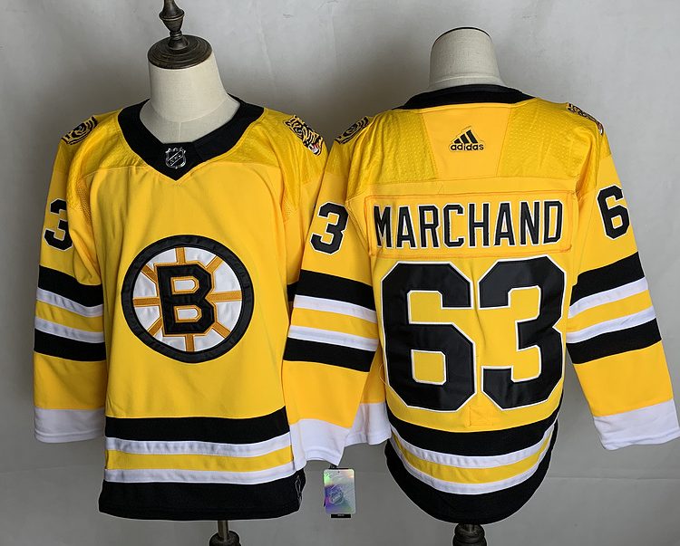 Men's Boston Bruins Brad Marchand #63 Yellow Jersey