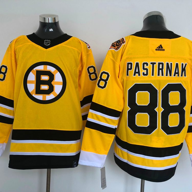 Men's Boston Bruins David Pastrnak #88 Yellow Jersey