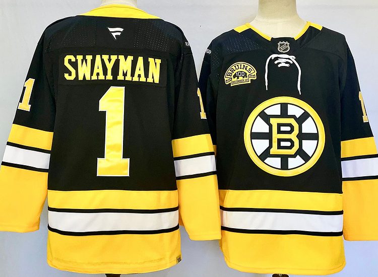 Men's Boston Bruins Jeremy Swayman #1 Black Jersey