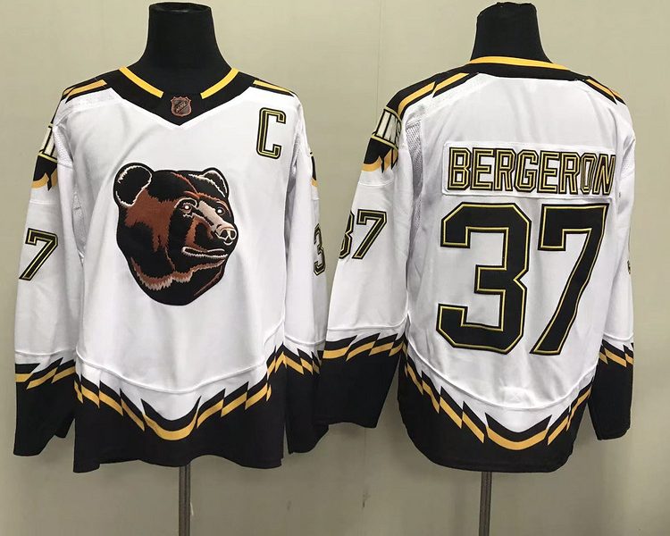 Men's Boston Bruins Patrice Bergeron #37 White Jersey