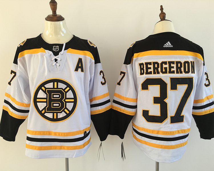 Men's Boston Bruins Patrice Bergeron #37 White Jersey