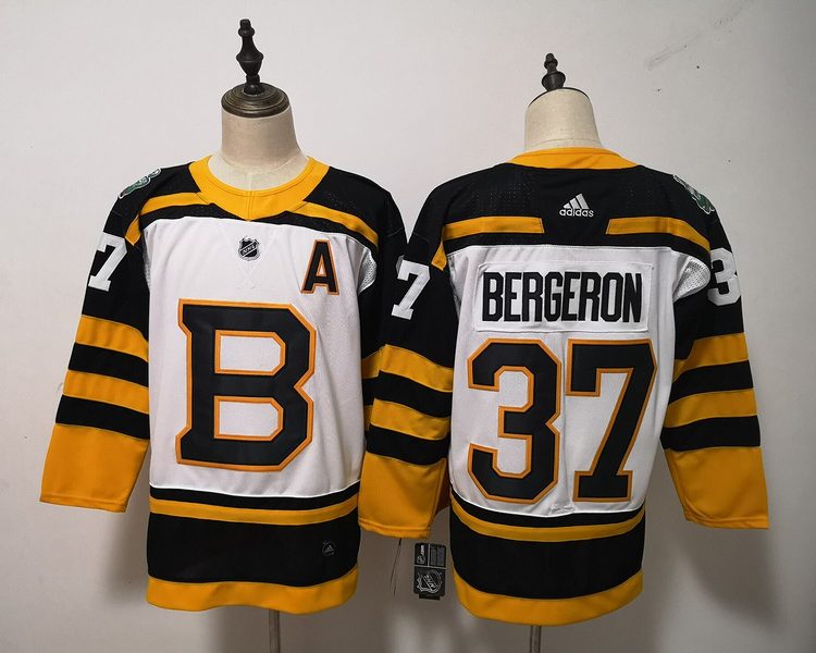 Men's Boston Bruins Patrice Bergeron #37 White Jersey