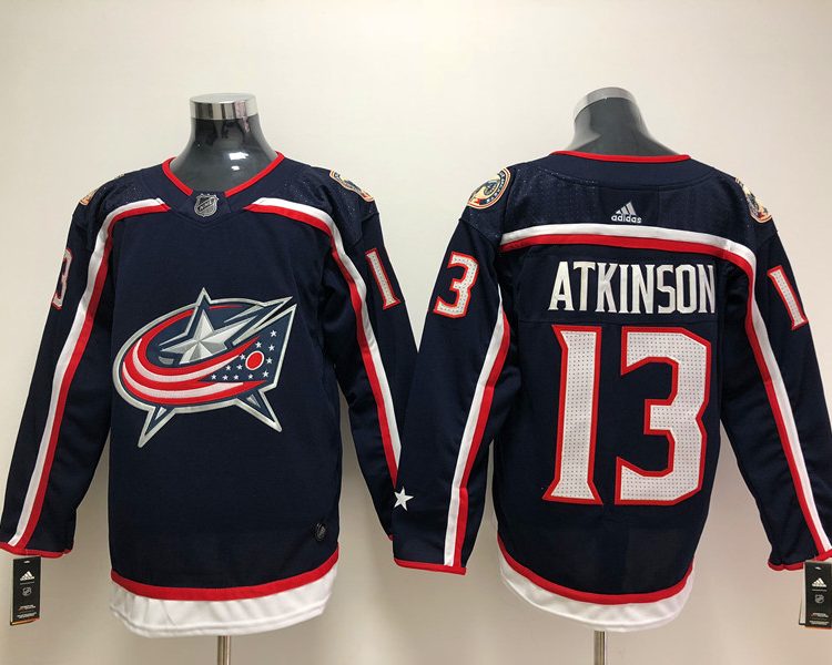 Men's Columbus Blue Jackets Cam Atkinson #13 Navy Home Breakaway Jersey