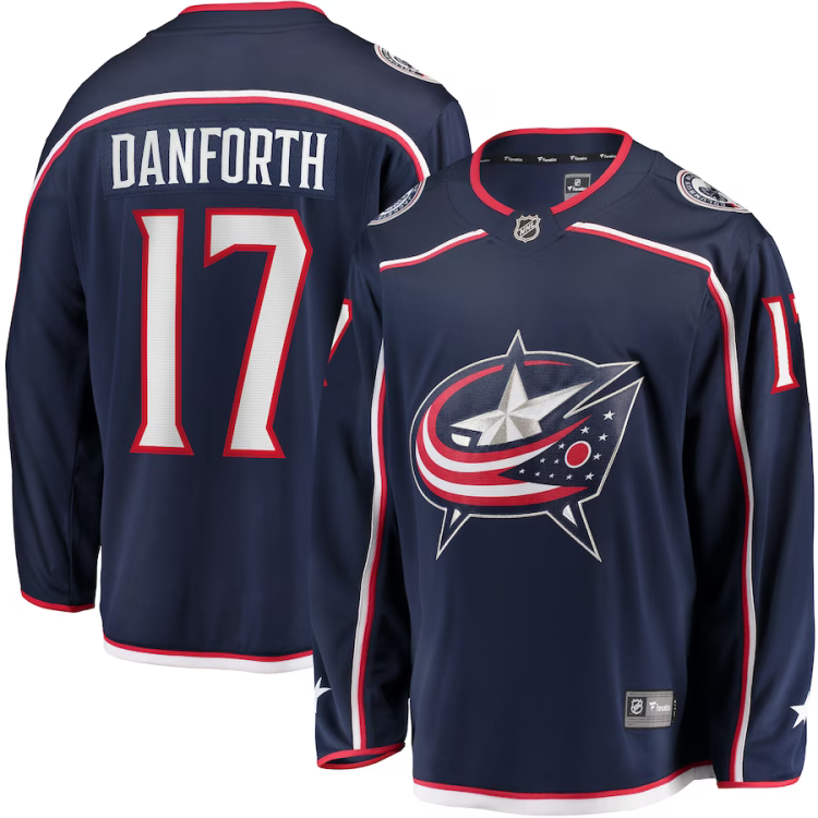 Men's Columbus Blue Jackets Justin Danforth #17 Navy Home Breakaway Jersey