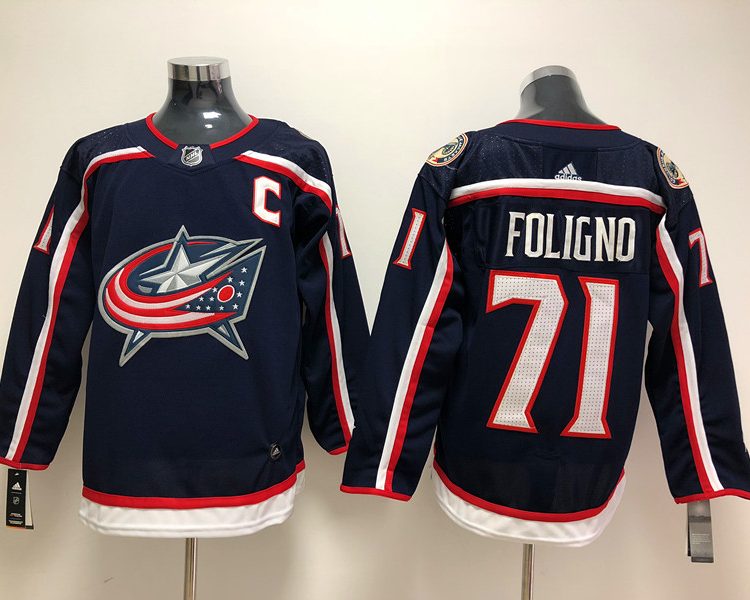 Men's Columbus Blue Jackets Nick Foligno #71 Navy Home Breakaway Jersey