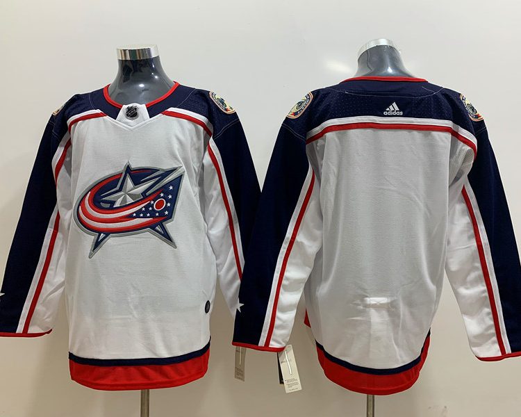 Men's Columbus Blue Jackets White Breakaway Away Blank Jersey