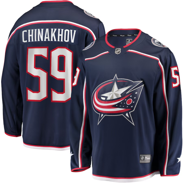 Men's Columbus Blue Jackets Yegor Chinakhov #59 Navy Home Breakaway Jersey