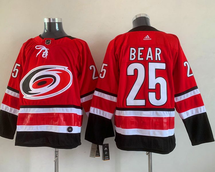 Men's Carolina Hurricanes Ethan Bear #25 Red Jersey