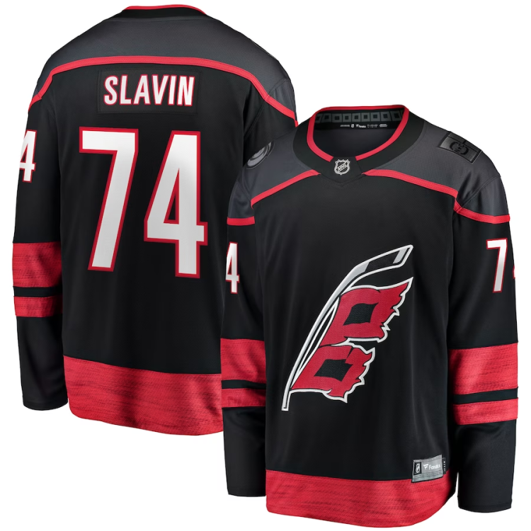 Men's Carolina Hurricanes Jaccob Slavin #74 Black Home Breakaway Jersey