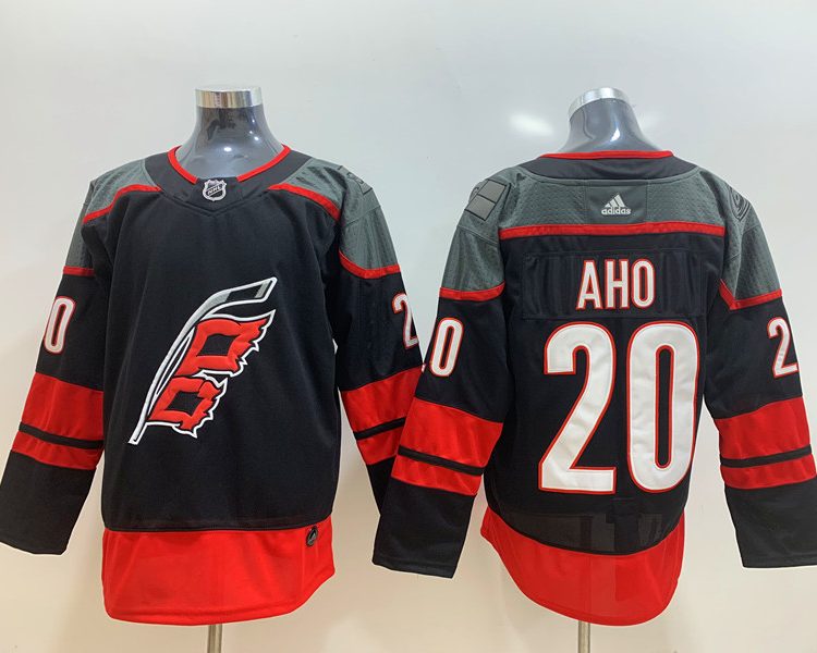 Men's Carolina Hurricanes Sebastian Aho #20 Black Home Breakaway  Jersey
