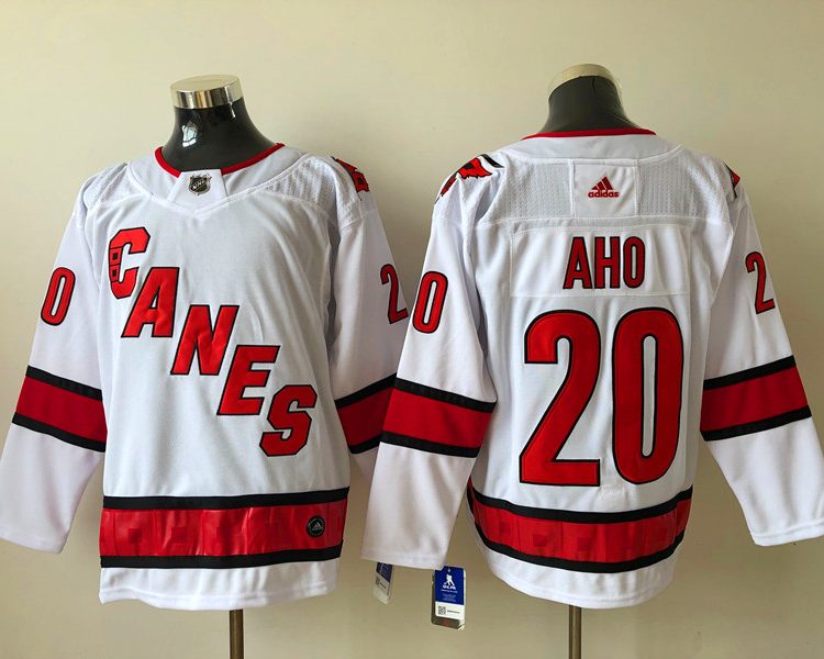Men's Carolina Hurricanes Sebastian Aho #20 White Home Breakaway Jersey