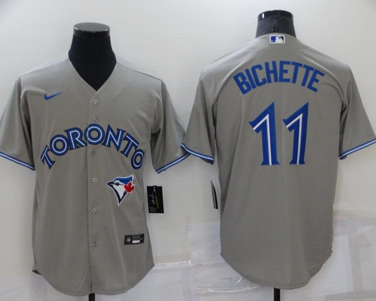 Men's Toronto Blue Jays Bo Bichette #11 Gray Baseball Jersey