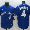 Men's Toronto Blue Jays George Springer #4 Blue Baseball Jers
