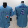 Men's Toronto Blue Jays George Springer #4 Light Blue Baseball Jersey
