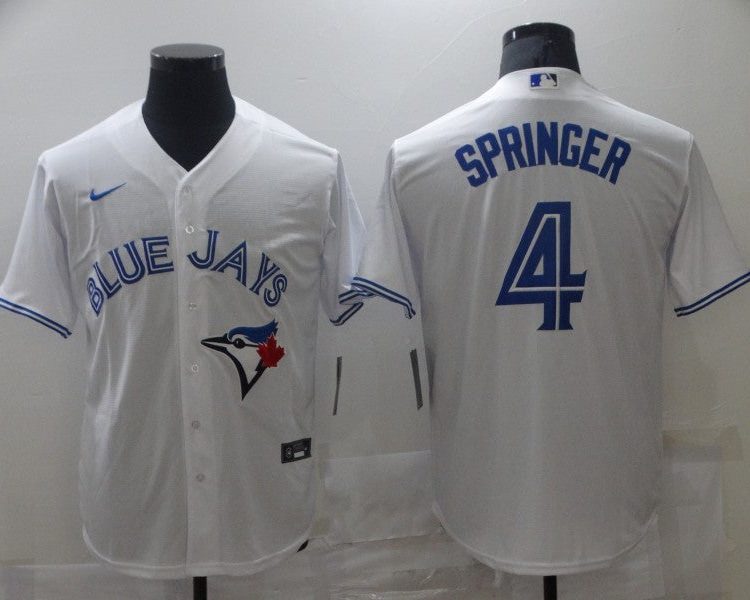 Men's Toronto Blue Jays George Springer #4 White Baseball Jer