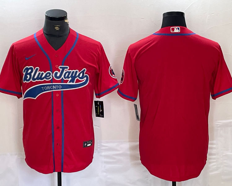 Men's Toronto Blue Jays Red Blank Jersey Joint Edition