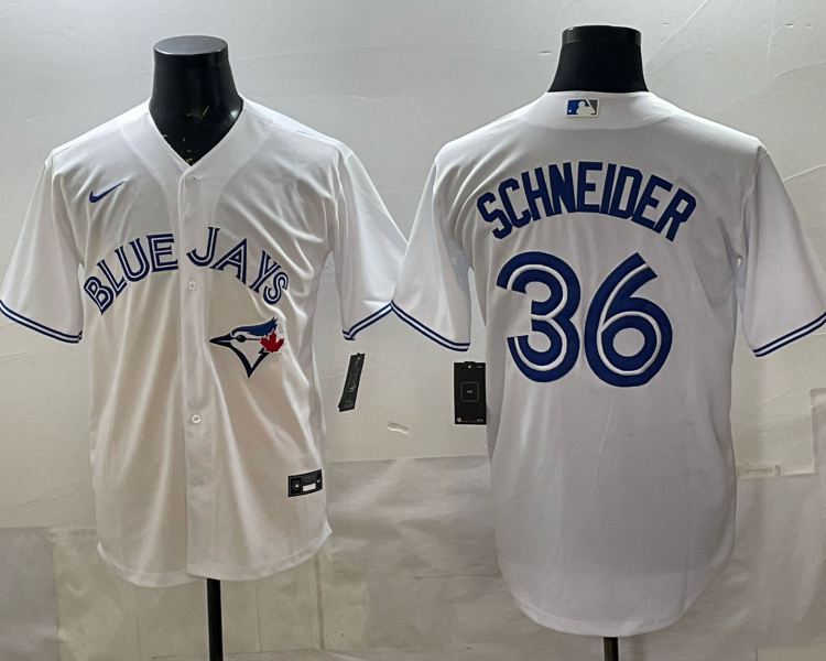 Men's Toronto Blue Jays John Schneider #36 White Home Jersey