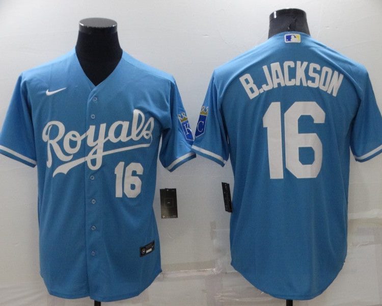 Men's Kansas City Royals #16 Bo Jackson Blue Baseball Jersey