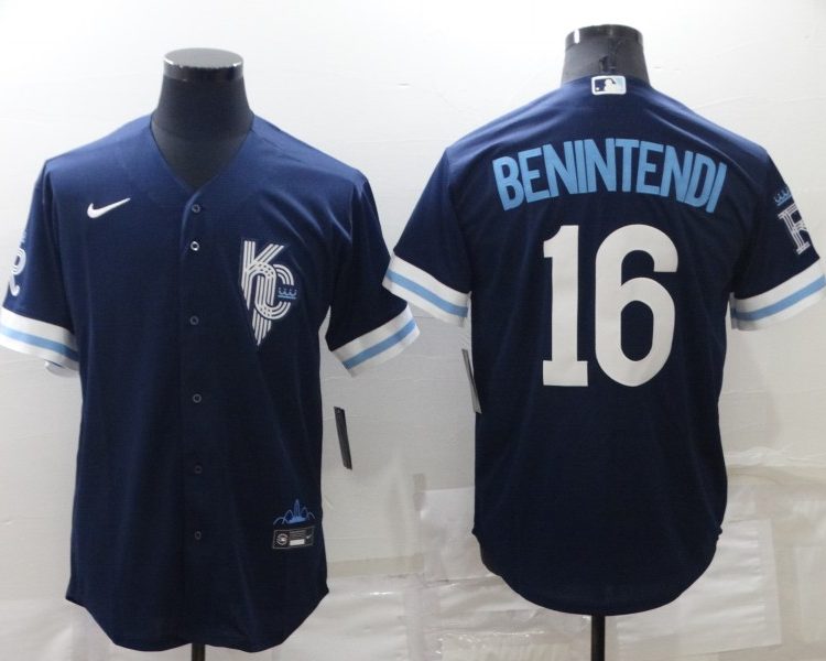Men's Kansas City Royals Andrew Benintendi #16 Navy Baseball Jersey