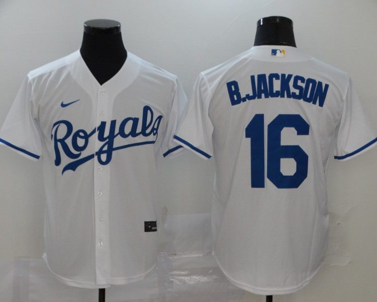 Men's Kansas City Royals Bo Jackson #16 White Baseball Jersey
