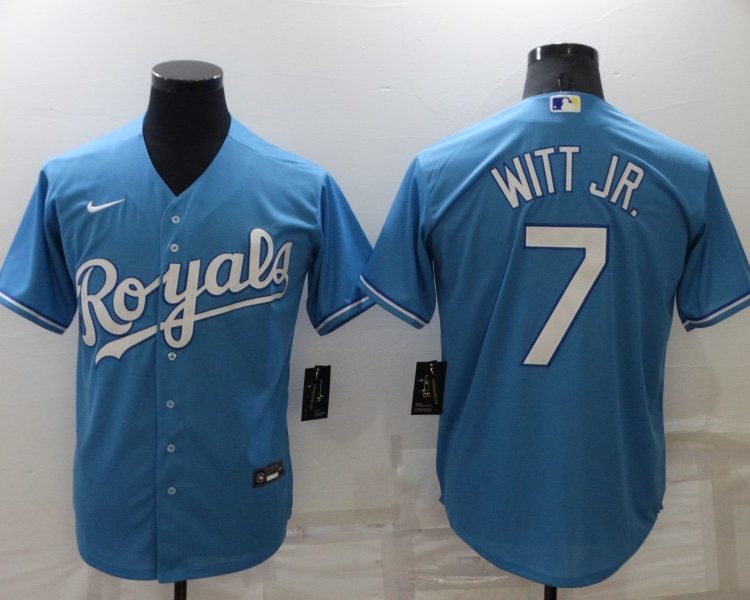 Men's Kansas City Royals Bobby Witt Jr. #7 Blue Baseball Jersey
