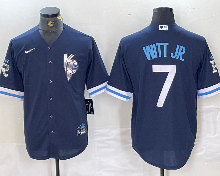 Men's Kansas City Royals Bobby Witt Jr. #7 Navy Baseball Jersey