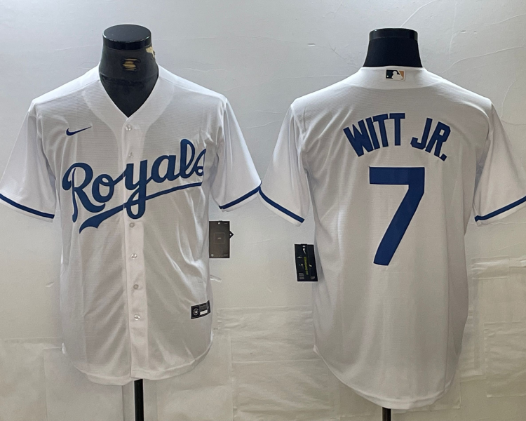 Men's Kansas City Royals Bobby Witt Jr. #7 White Home Jersey