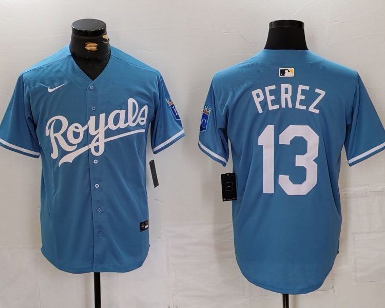 Men's Kansas City Royals Salvador Perez #13 Light Blue Alternate Limited Jersey