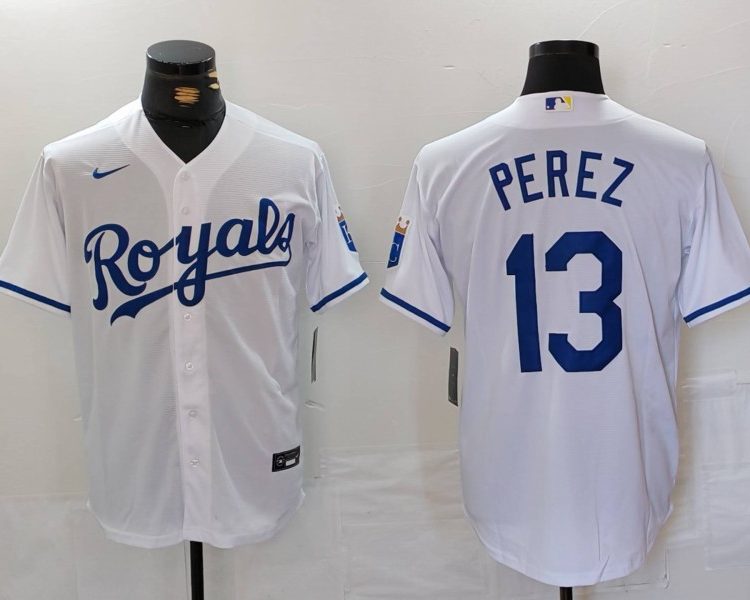 Men's Kansas City Royals Salvador Perez #13 White Home Limited Jersey