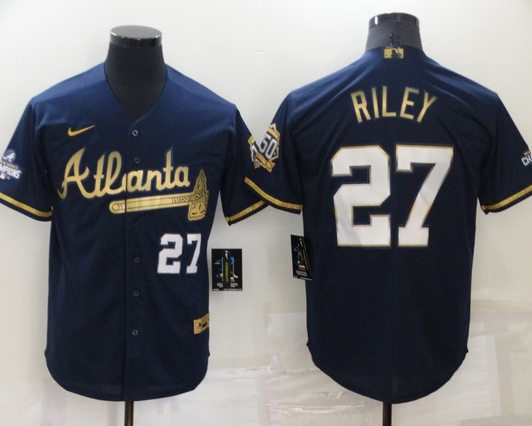 Men's Atlanta Braves Austin Riley #27 Navy Stitched Jersey
