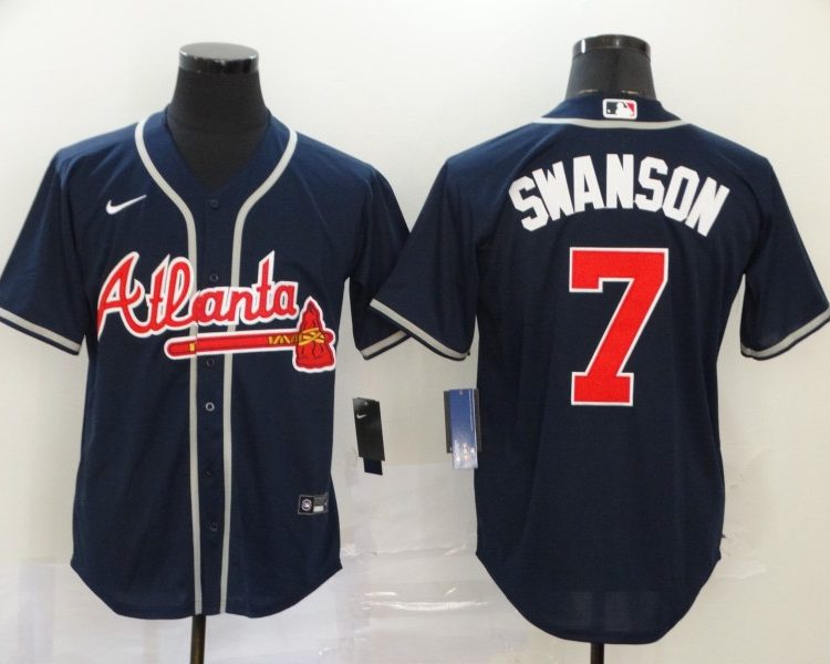 Men's Atlanta Braves Dansby Swanson #7 Navy Jersey
