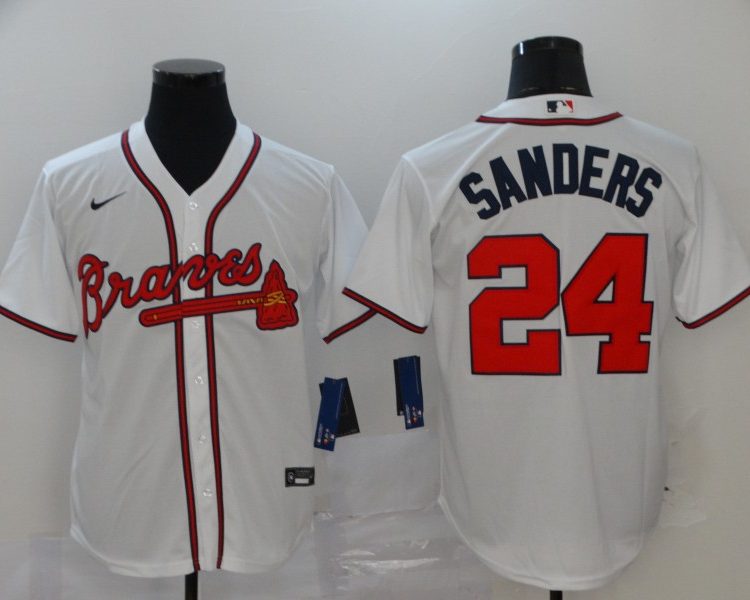 Men's Atlanta Braves Deion Sanders #24 White Jersey