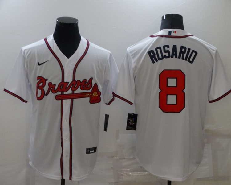 Men's Atlanta Braves Eddie Rosario #8 White Jersey
