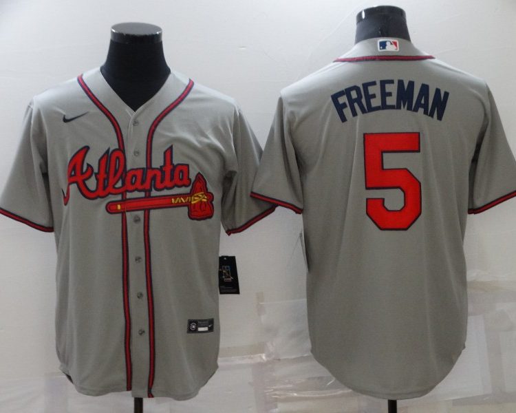 Men's Atlanta Braves Freedie Freeman #5 Gray Jersey