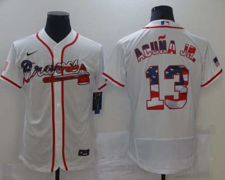 Men's Atlanta Braves Ronald Acuna Jr. #13 White Authentic Jersey