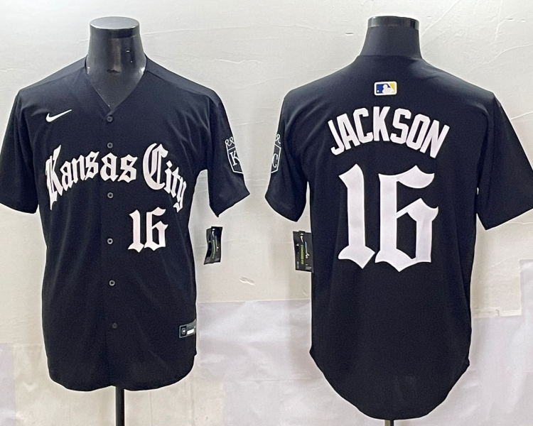 Men's Kansas City Royals Bo Jackson #16 Black Jersey