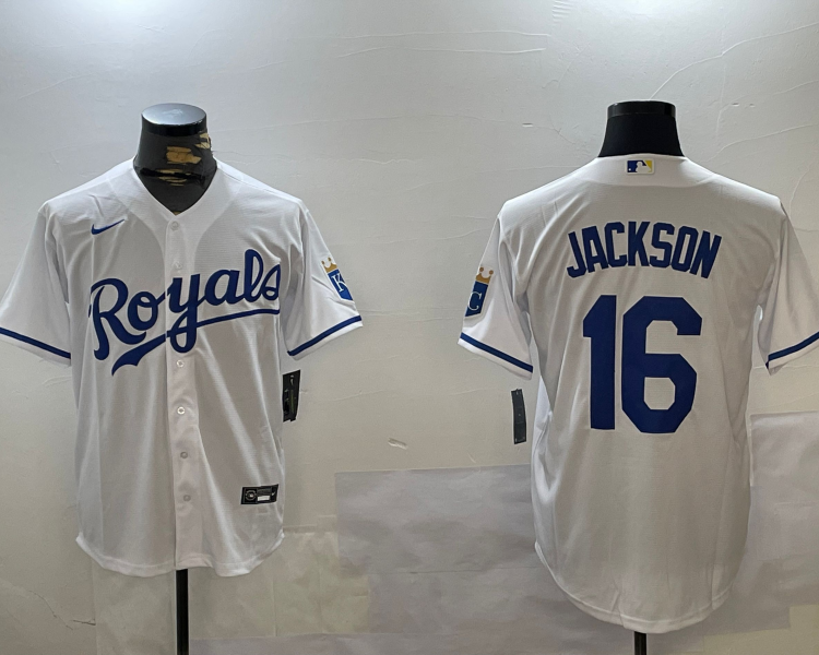 Men's Kansas City Royals Bo Jackson #16 White Home Jersey