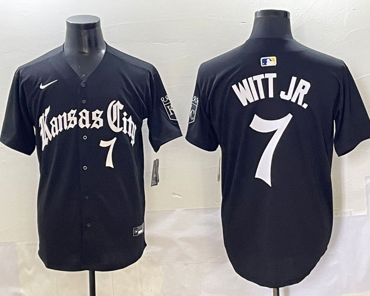 Men's Kansas City Royals Bobby Witt Jr. #7 Black Jersey