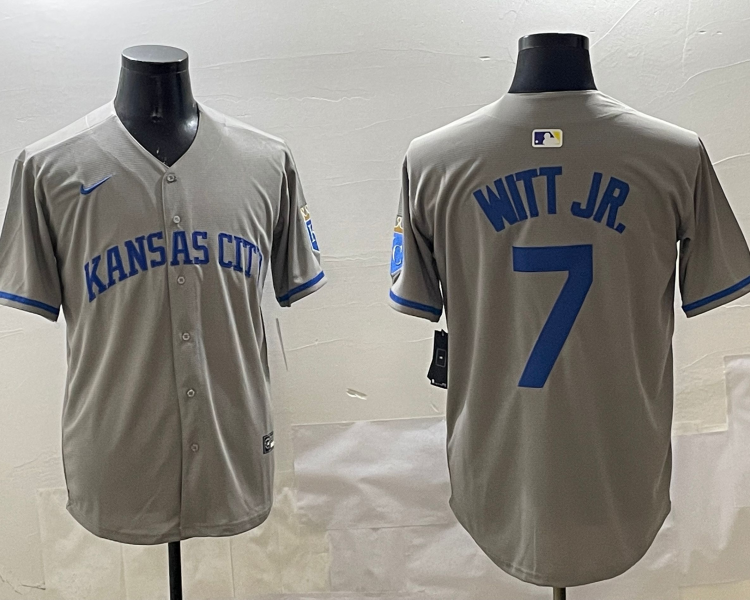 Men's Kansas City Royals Bobby Witt Jr. #7 Gray Limited Jersey